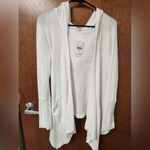 Splendid White Textured Knit Hoodie